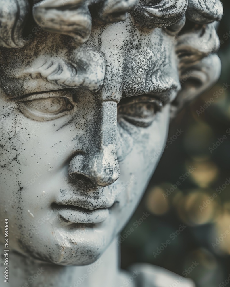 Weathered stone face with intricate details Weathered stone face with intricate details