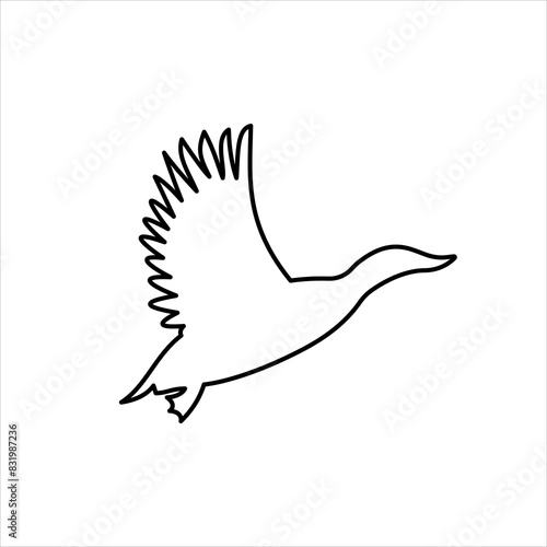 Mallard or wild duck silhouette outline icon vector. The wild duck icon. Hunting concept. Game meat sign on white background. Mallard meat badge. Duck illustration. Hunt logo.
