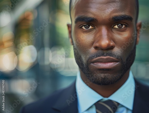 Serious businessman with beard looking at camera