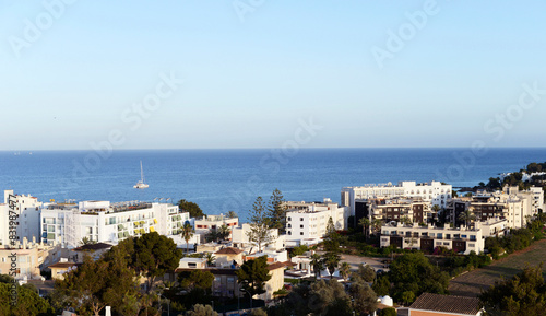 Ibiza, panoramic view of Santa Eularia des Riu. Balearic Islands, Spain. photo