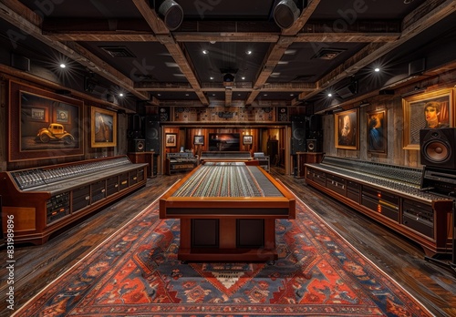 Step into the realm of creativity in this high-end recording studio, where cutting-edge equipment and acoustic paneling create the perfect environment for musical genius to thrive.
