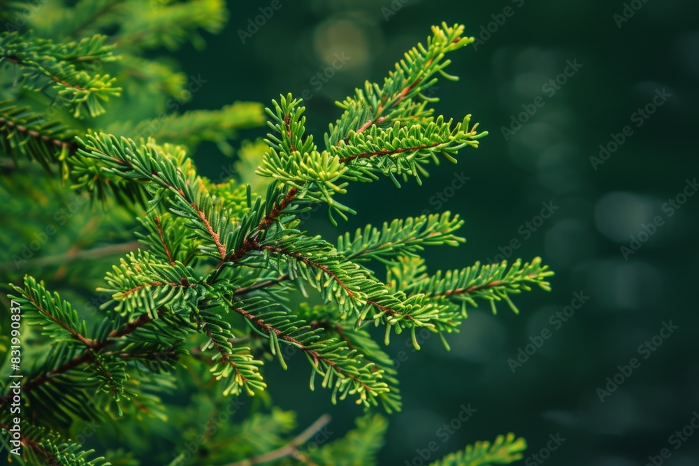 Close-up of lush green pine tree branches Close-up of lush green pine tree branches