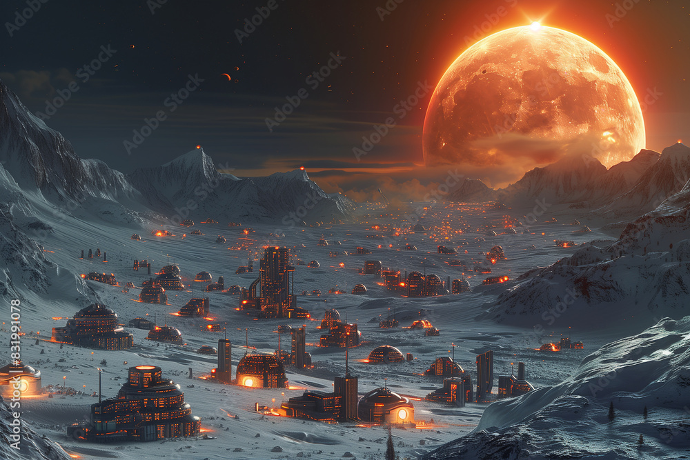 winter landscape with houses