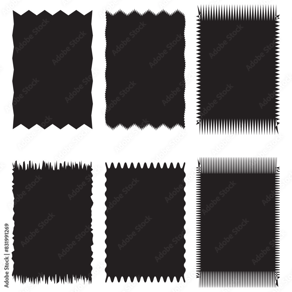 Rectangle Geometric shape frame with wavy edges. Zigzag Wavy Edge rectangle shapes elements set. Vector wavy badge for stickers, banner, social media template, poster, frame. Rectangle Geometric shape frame with wavy edges. Zigzag Wavy Edge rectangle shapes elements set. Vector wavy badge for stickers, banner, social media template, poster, frame.