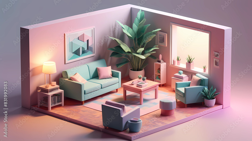 cube cutout of an isometric living room, 3d art, pastel colors, soft lighting, high detail, artstation, concept art, behance, ray tracing cube cutout of an isometric living room, 3d art, pastel colors, soft lighting, high detail, artstation, concept art, behance, ray tracing