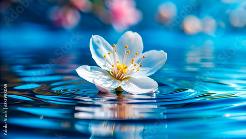 White Flower on Water Background