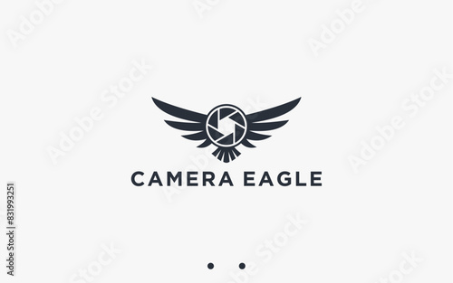 camera with eagle logo design vector silhouette illustration