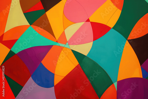 A colorful abstract painting with a lot of different shapes and colors