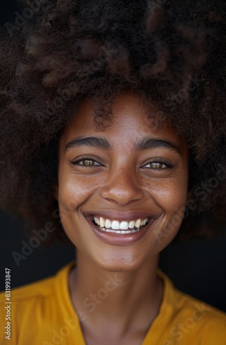 Joyful young woman with radiant smile