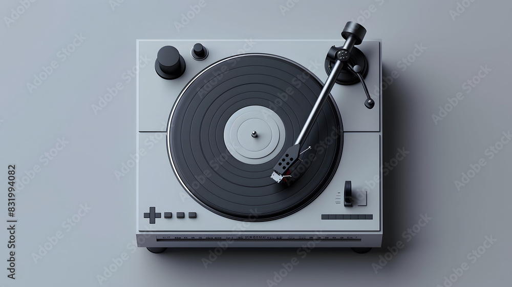 Fototapeta premium A turntable with a record player attached, spinning a vinyl record