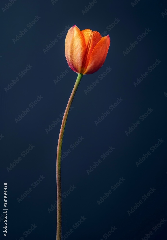 Fototapeta premium vibrant tulip against dark background