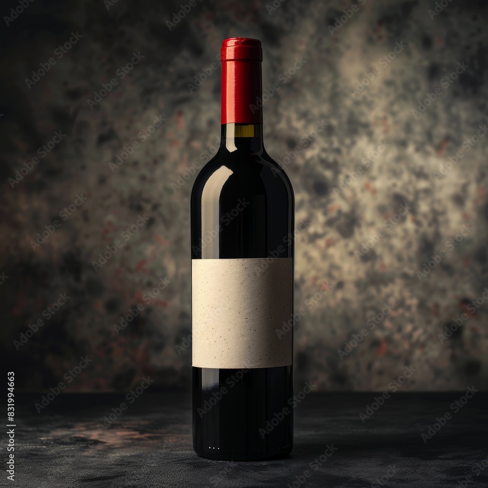 Fototapeta premium A bottle of wine is sitting on a dark surface