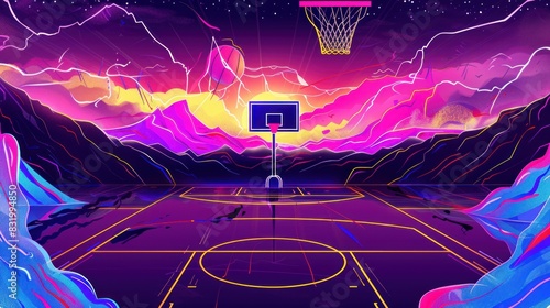 basketball abstract banner template with colorful background