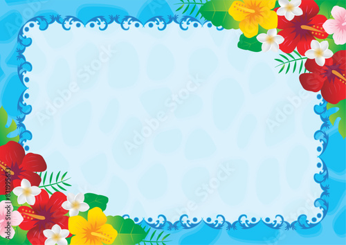 南国のハイビスカスフレーム背景