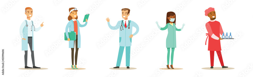 Man and Woman Doctor and Medical Staff in Uniform Vector Set Man and Woman Doctor and Medical Staff in Uniform Vector Set