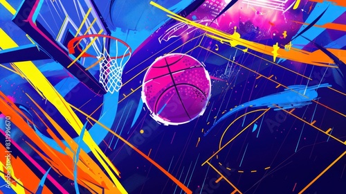 Fototapeta Naklejka Na Ścianę i Meble -  basketball abstract banner template with colorful background