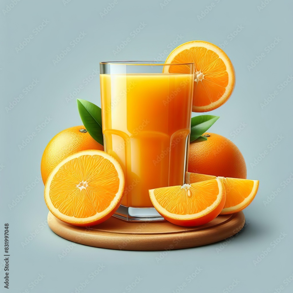 glass of orange juice and oranges, generative AI glass of orange juice and oranges, generative AI
