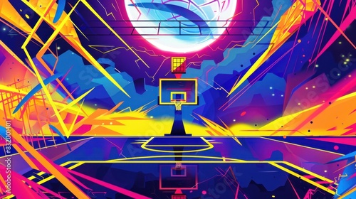 basketball abstract banner template with colorful background