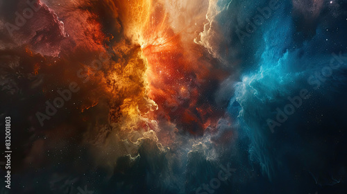 Vibrant Cosmic Colors  Stunning and Detailed Nebula in Deep Space