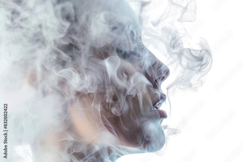 Unraveling the Enigma of a Portrait Dissolving in Smoke Isolated on Transparent Background
