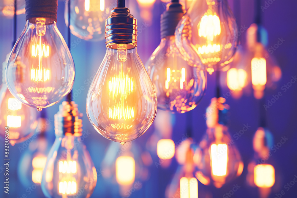 Glowing light bulbs hanging in a dark room creating a warm and cozy ambiance perfect for decorative and modern settings Glowing light bulbs hanging in a dark room creating a warm and cozy ambiance perfect for decorative and modern settings