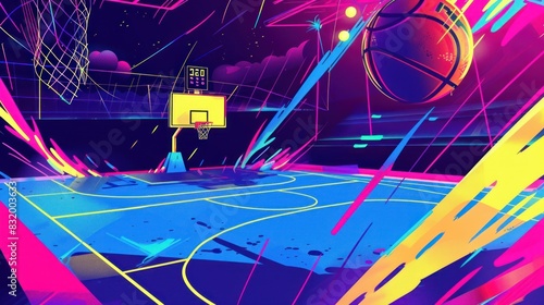 basketball abstract banner template with colorful background
