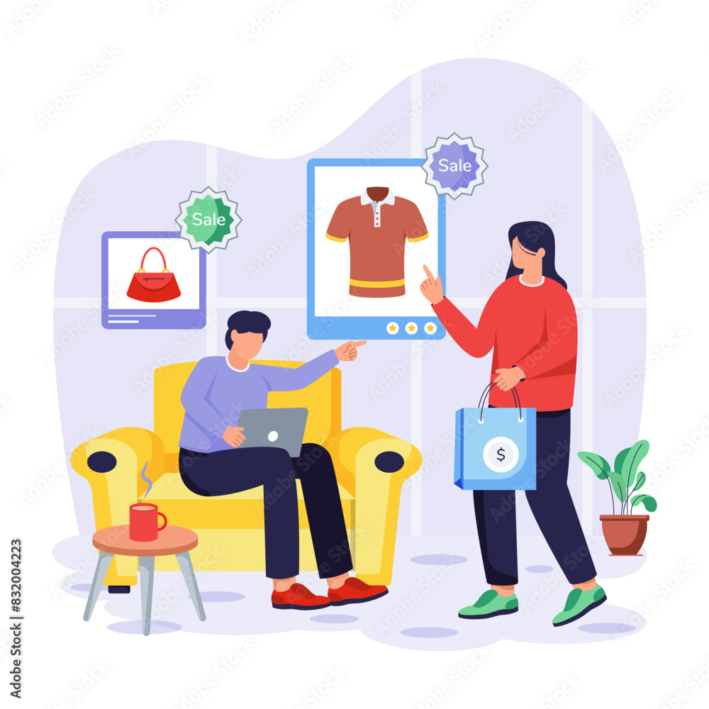 Shopping Sale Flat Illustrations