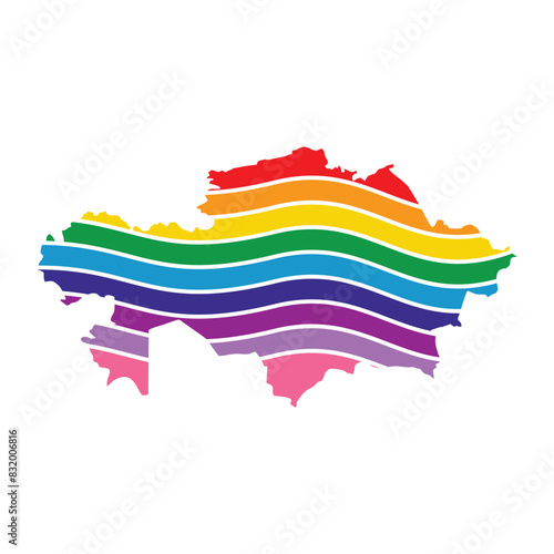 Kazakhstan swoosh silhouette rainbow map