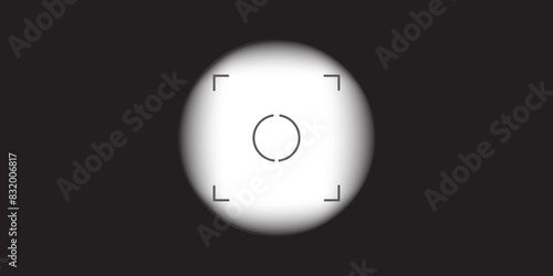 Video camera, binocular and camera roll viewfinder overlay. Camera and binocular frame vector template. Black lines on transparent background. Vector illustration