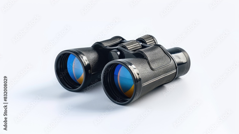 Binoculars reflecting the sky against a white backdrop Binoculars reflecting the sky against a white backdrop
