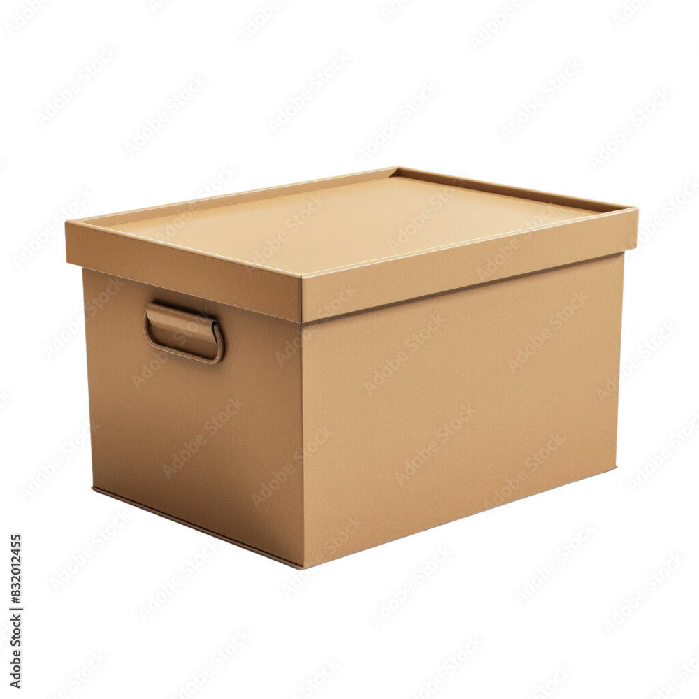 3D light brown storage box isolated on white background. 3D light brown storage box isolated on white background.