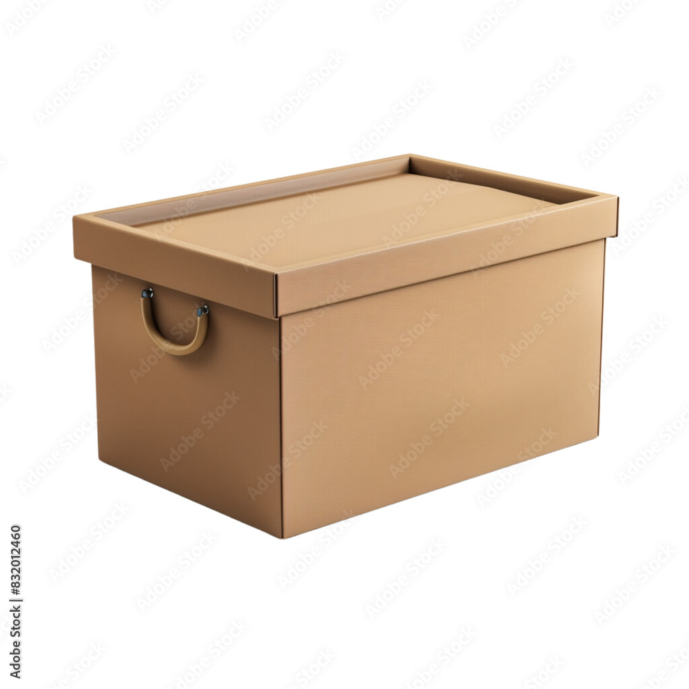3D light brown storage box isolated on white background. 3D light brown storage box isolated on white background.