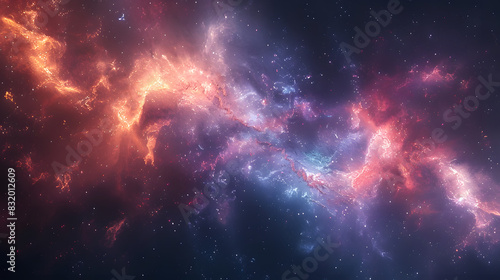 An abstract background with a cosmic theme. Use deep blues, purples, and blacks, interspersed with bright stars and swirling nebulae, to create a sense of infinite space and wonder. photo