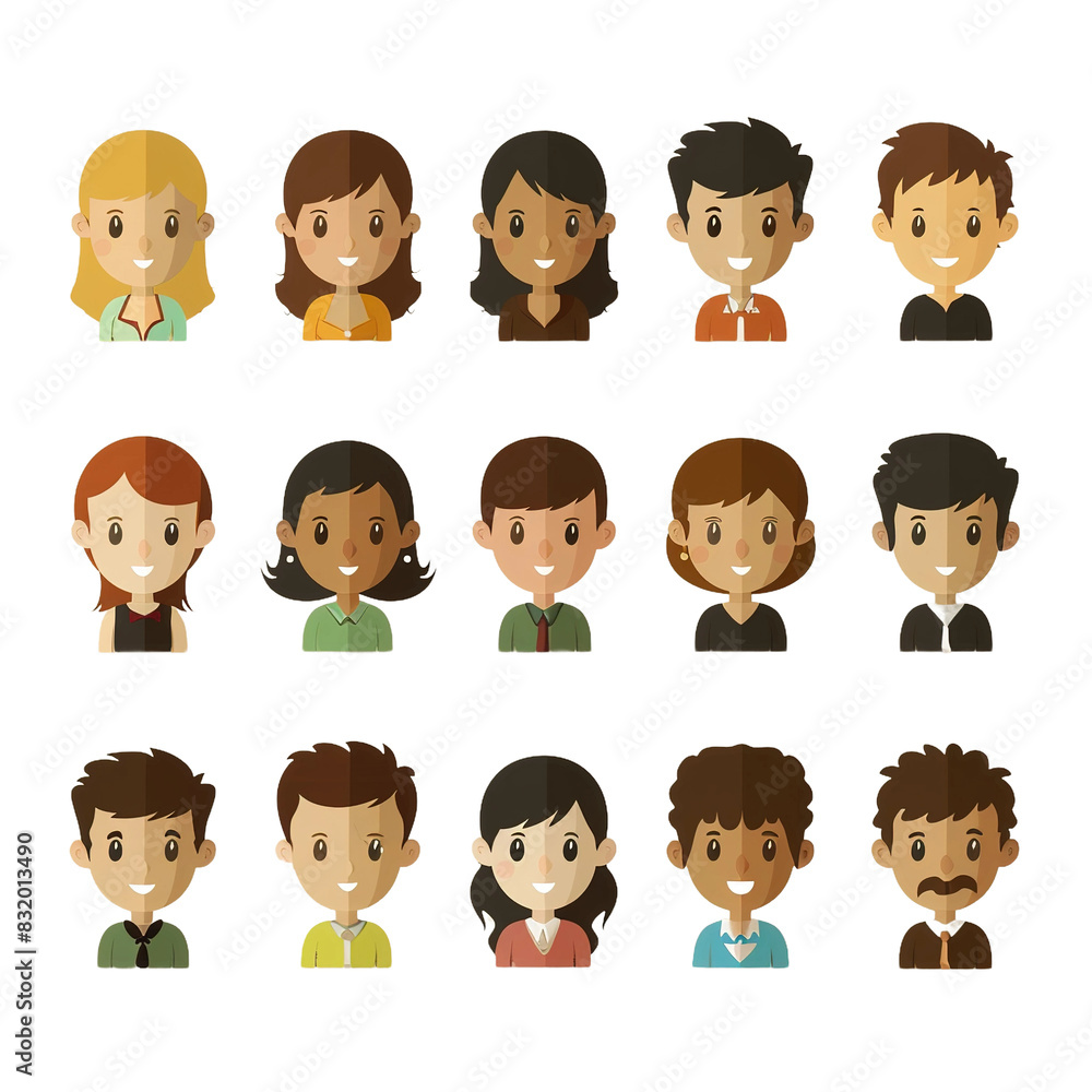 Men and women avatars, isolated on white or transparent background. Men and women avatars, isolated on white or transparent background.