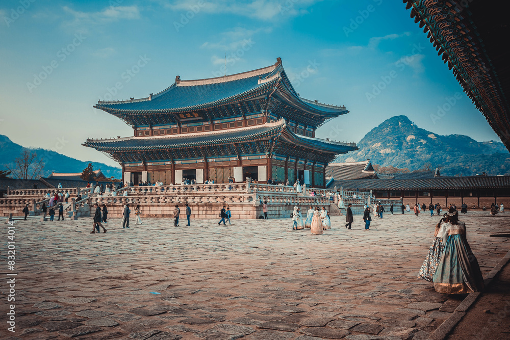 Gyeongbokgung palace landmark of Seoul, South Korea.