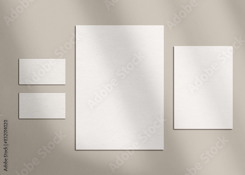 Stationery Empty Paper Mockup with Shadow Business Card Branding