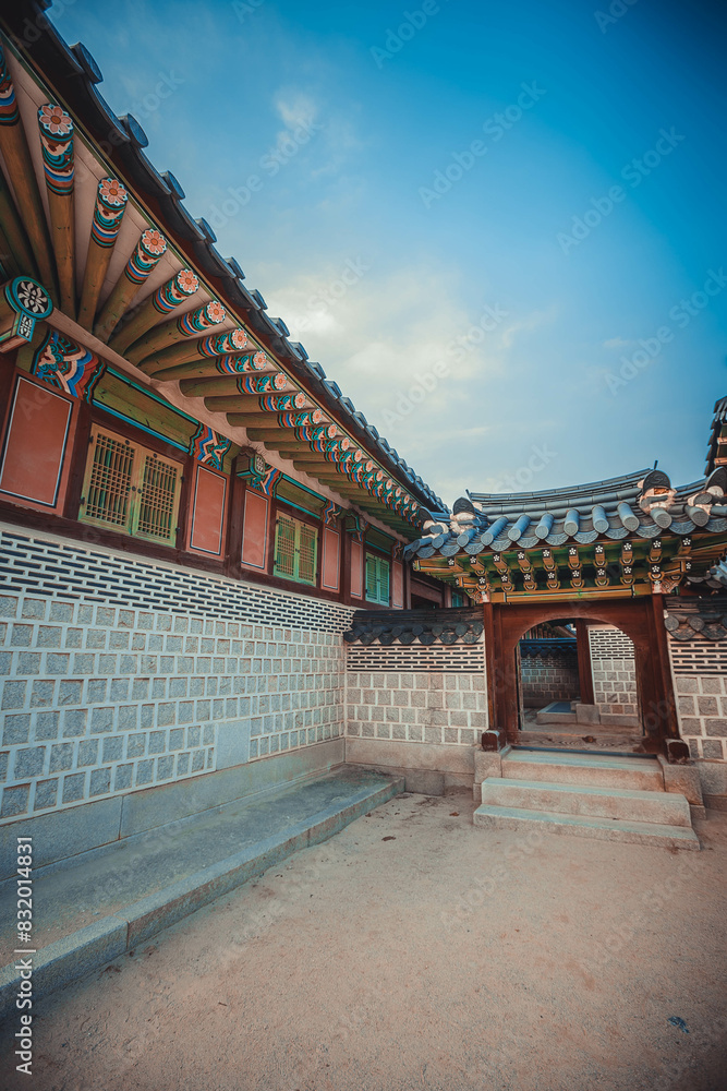 the side the side doors and walls of Gyeongbokgung Palacedoors and walls of Gyeongbokgung Palace