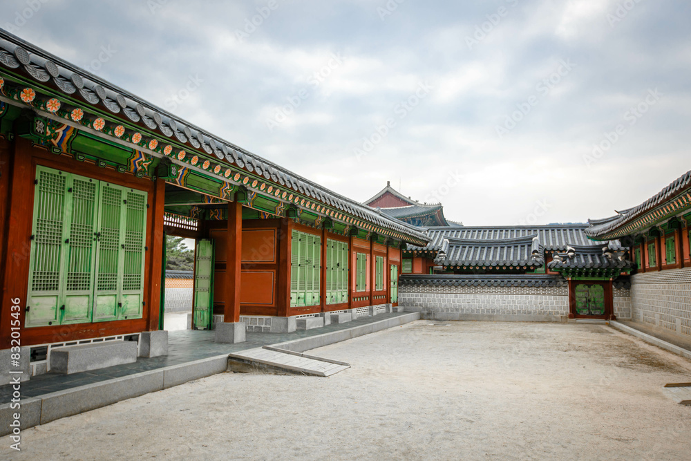 the side doors and walls of Gyeongbokgung Palace
