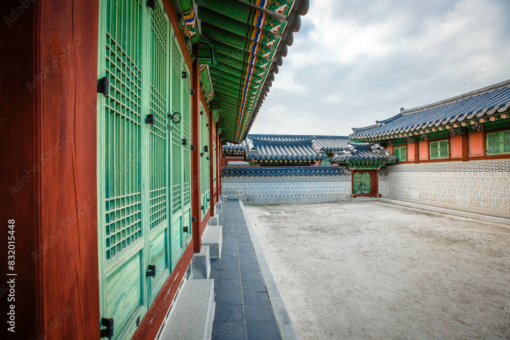 the side doors and walls of Gyeongbokgung Palace