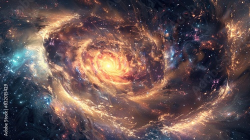 A breathtaking view of a galaxy with swirling colors and sparkling stars, showcasing the beauty of the universe
