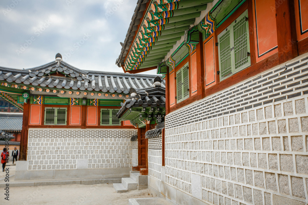 the side doors and walls of Gyeongbokgung Palace