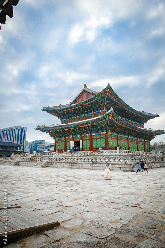 Gyeongbokgung palace landmark of Seoul, South Korea.
