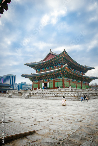 Obraz na płótnie Gyeongbokgung palace landmark of Seoul, South Korea. w salonie