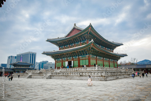 Gyeongbokgung palace landmark of Seoul, South Korea.