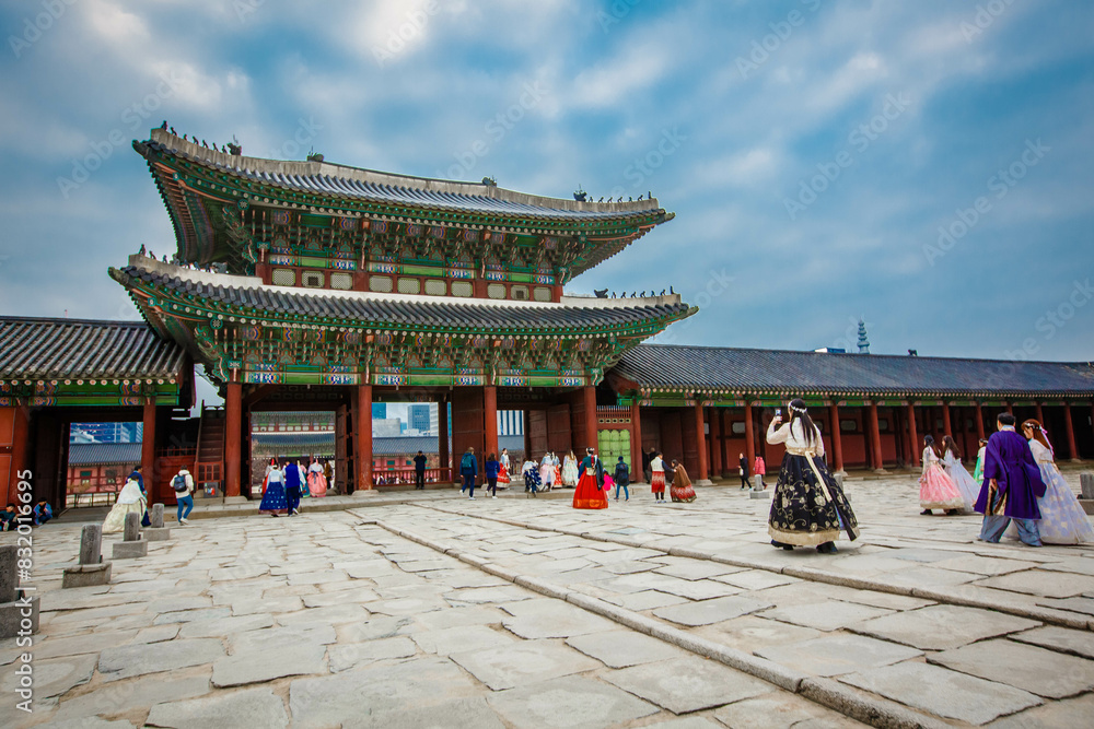 External view of Geunjeongjeon Hall at Gyeongbokgung Palace