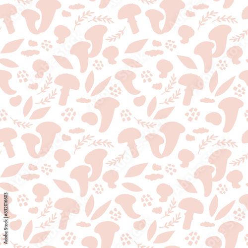 Light Pink Mushrooms seamless pattern