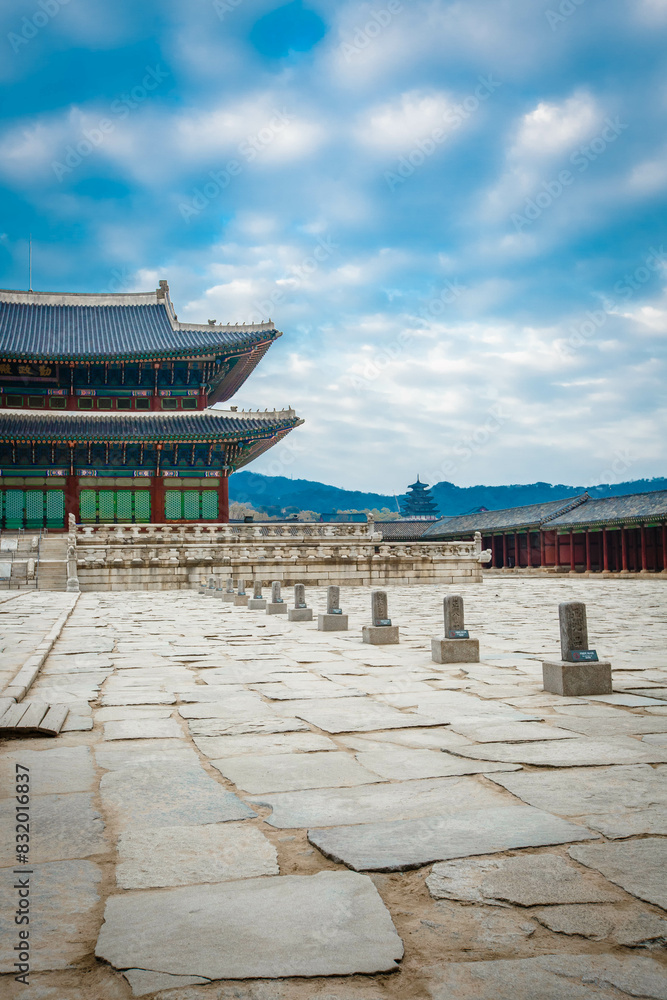 External view of Geunjeongjeon Hall at Gyeongbokgung Palace
