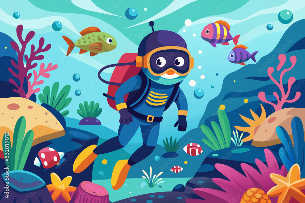 scuba diving under water, sea,ocean