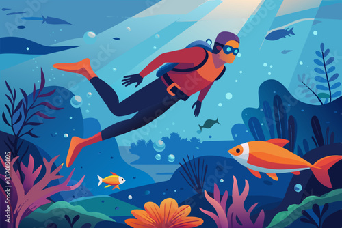 scuba diving under water, sea,ocean