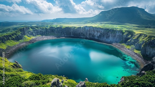 The Sangumburi Crater in Jeju South Korea a picturesque volcanic crater known for its natural beauty and diverse plant life